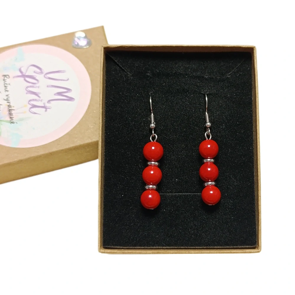 VM Náušnice 3x8mm Jadeit červený