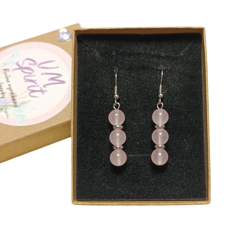 VM Náušnice 3x8mm Jadeit ružový (priesvitný)