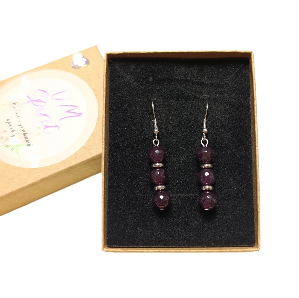 VM Náušnice 3x8mm Jadeit fialový fazet.