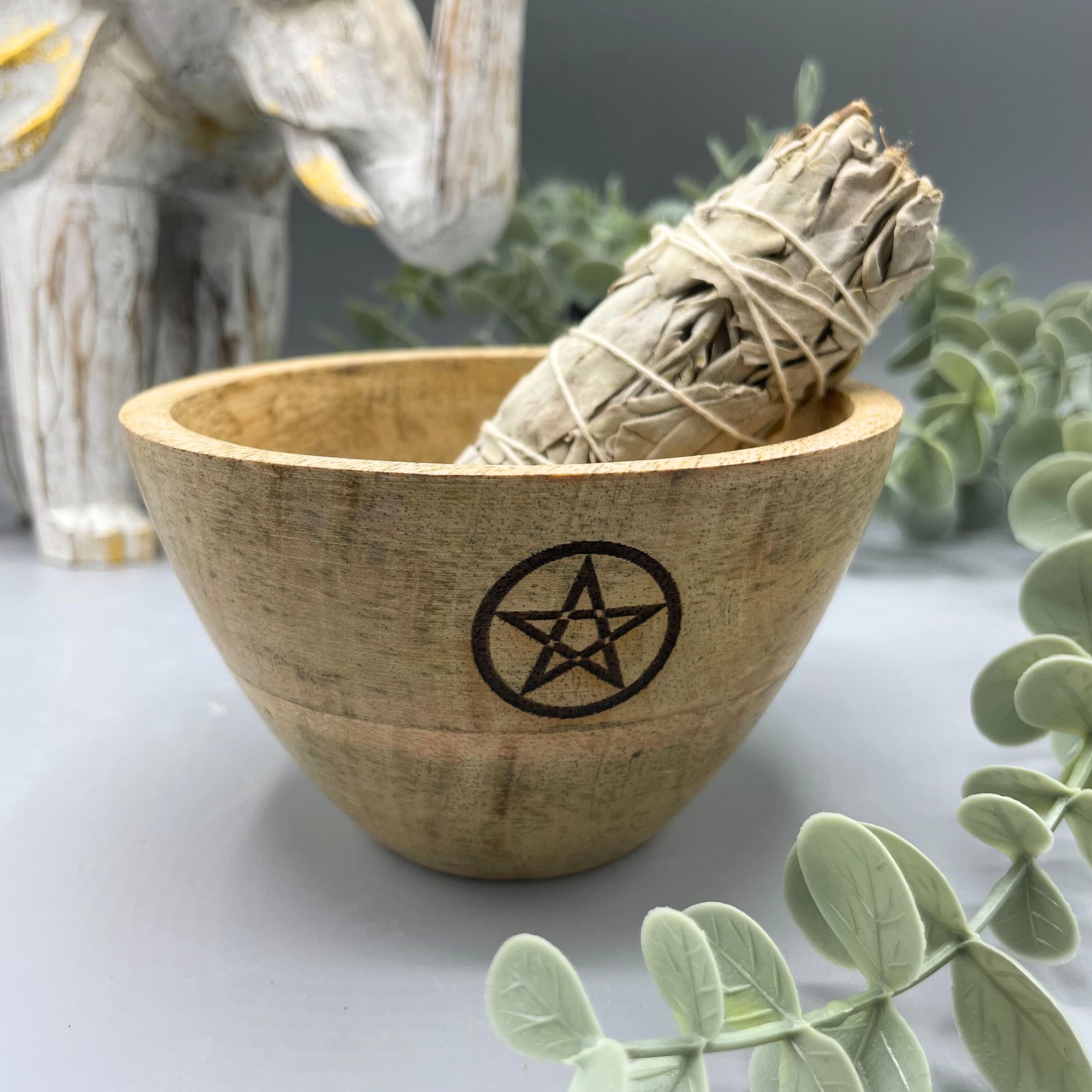 Rituálna drevená miska Pentagram menšia
