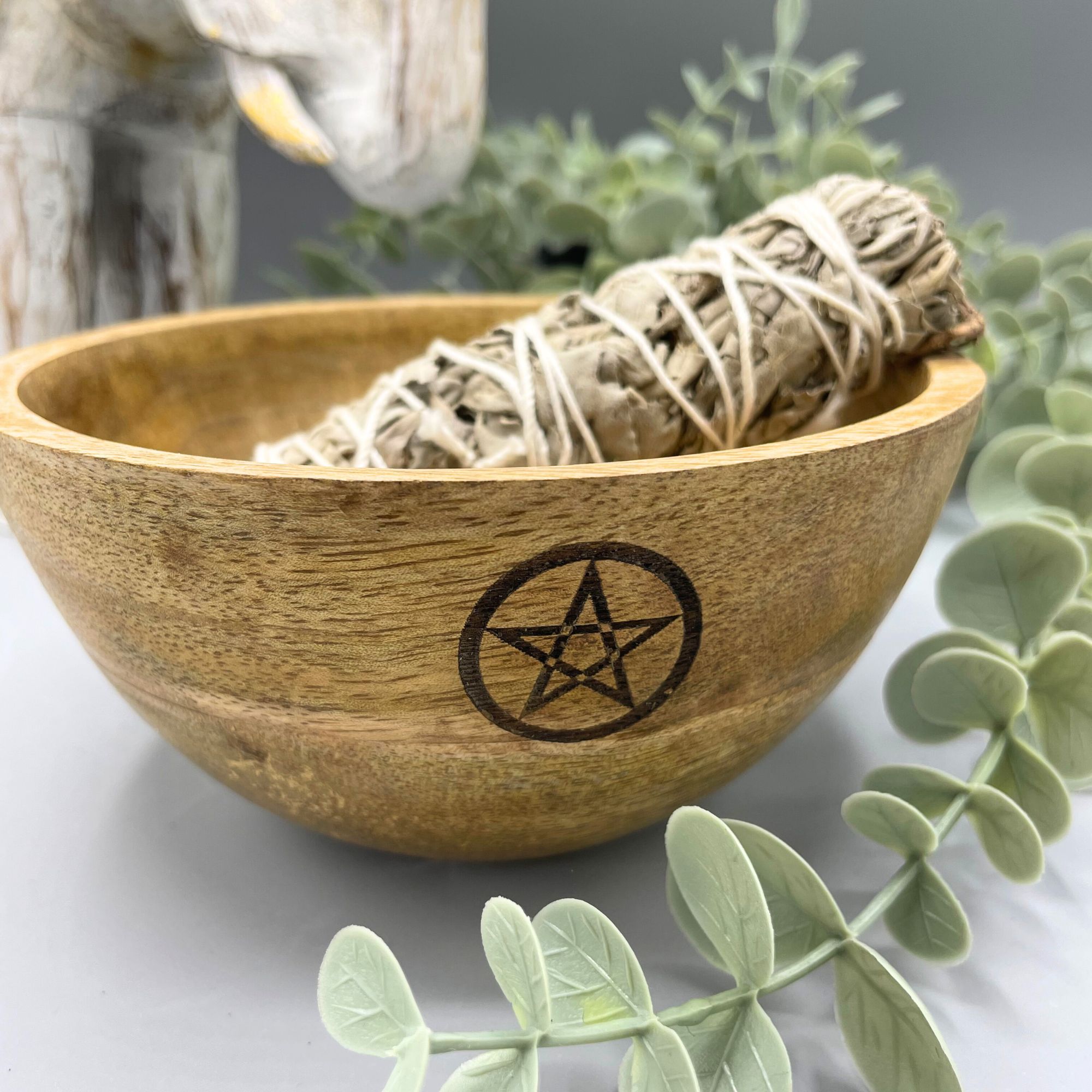 Rituálna drevená miska Pentagram väčšia