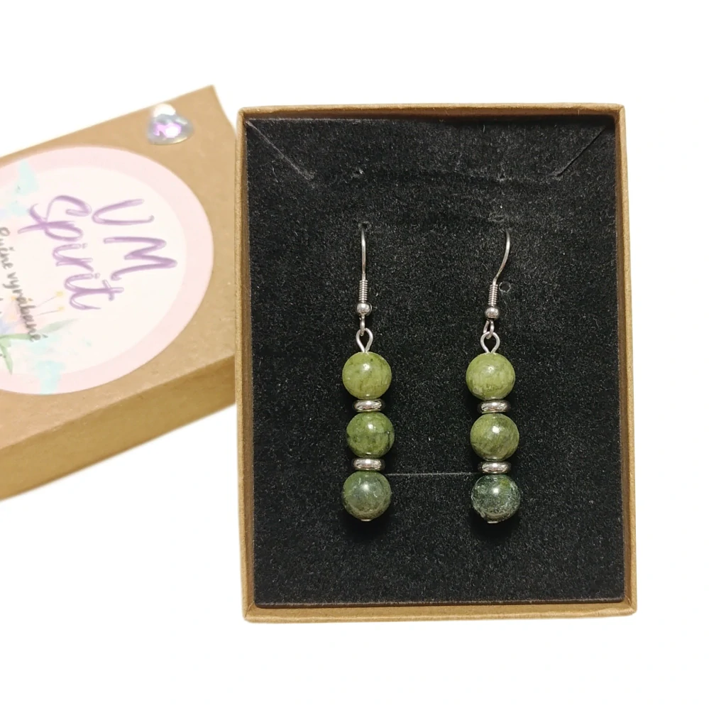 VM Náušnice 3x8mm Jadeit tmavozelený