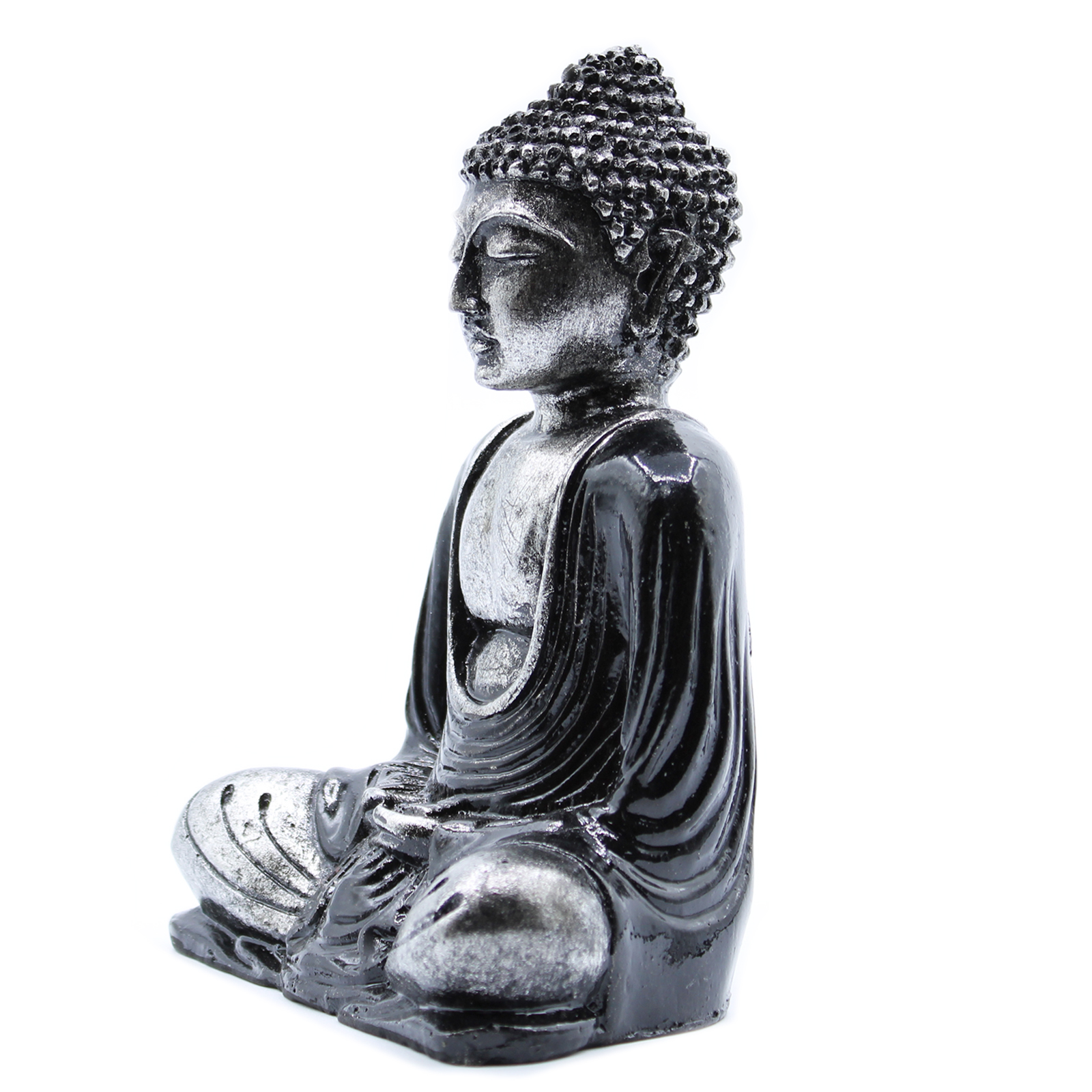 Soška Buddha (stredný) strieborná+čierna