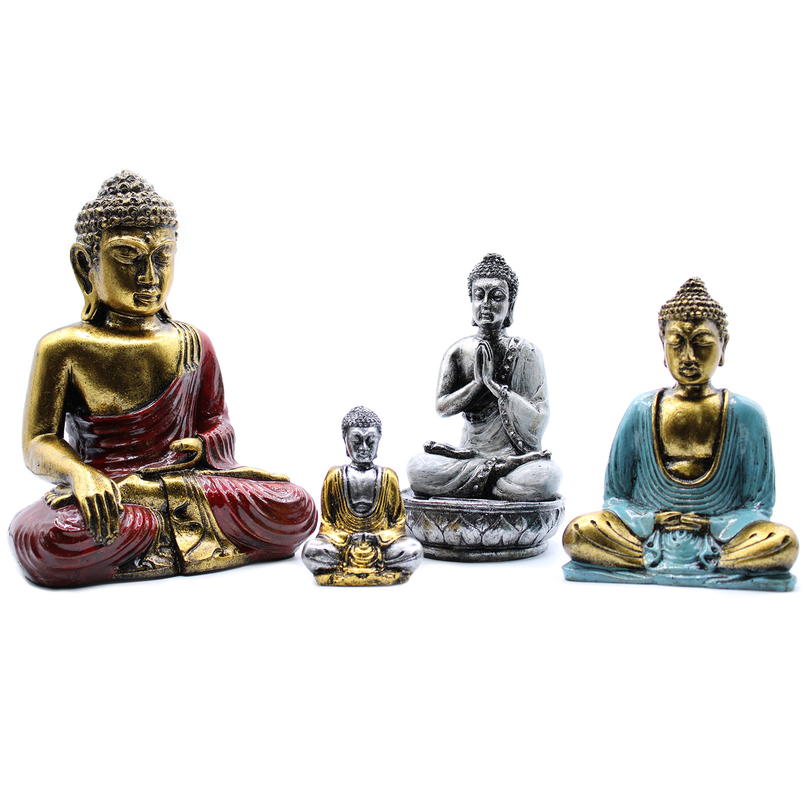 Soška Buddha (stredný) strieborná+šedá
