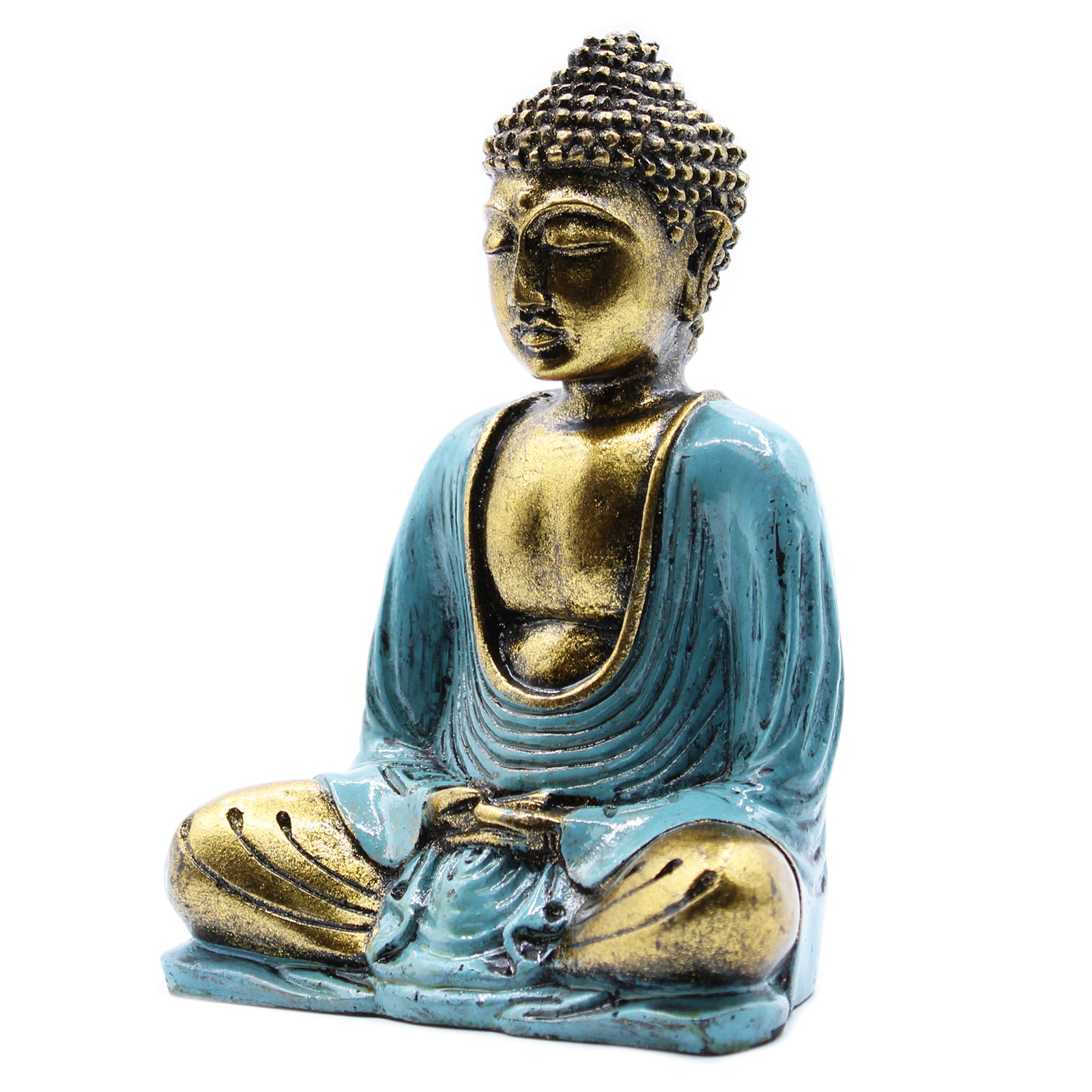 Soška Buddha (stredný) zlatá+modrá