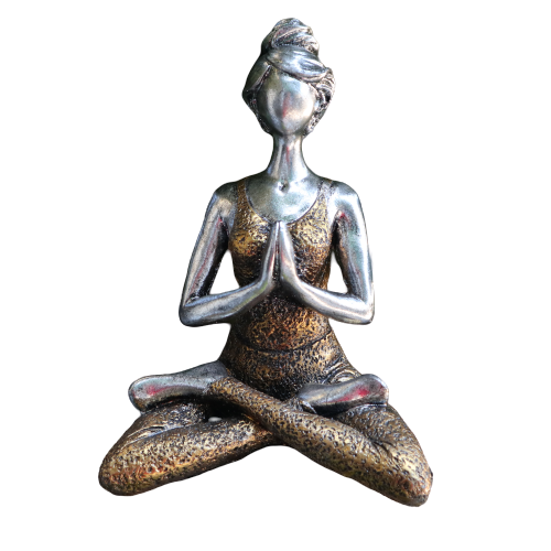 Soška Yoga Lady strieborná+zlatá