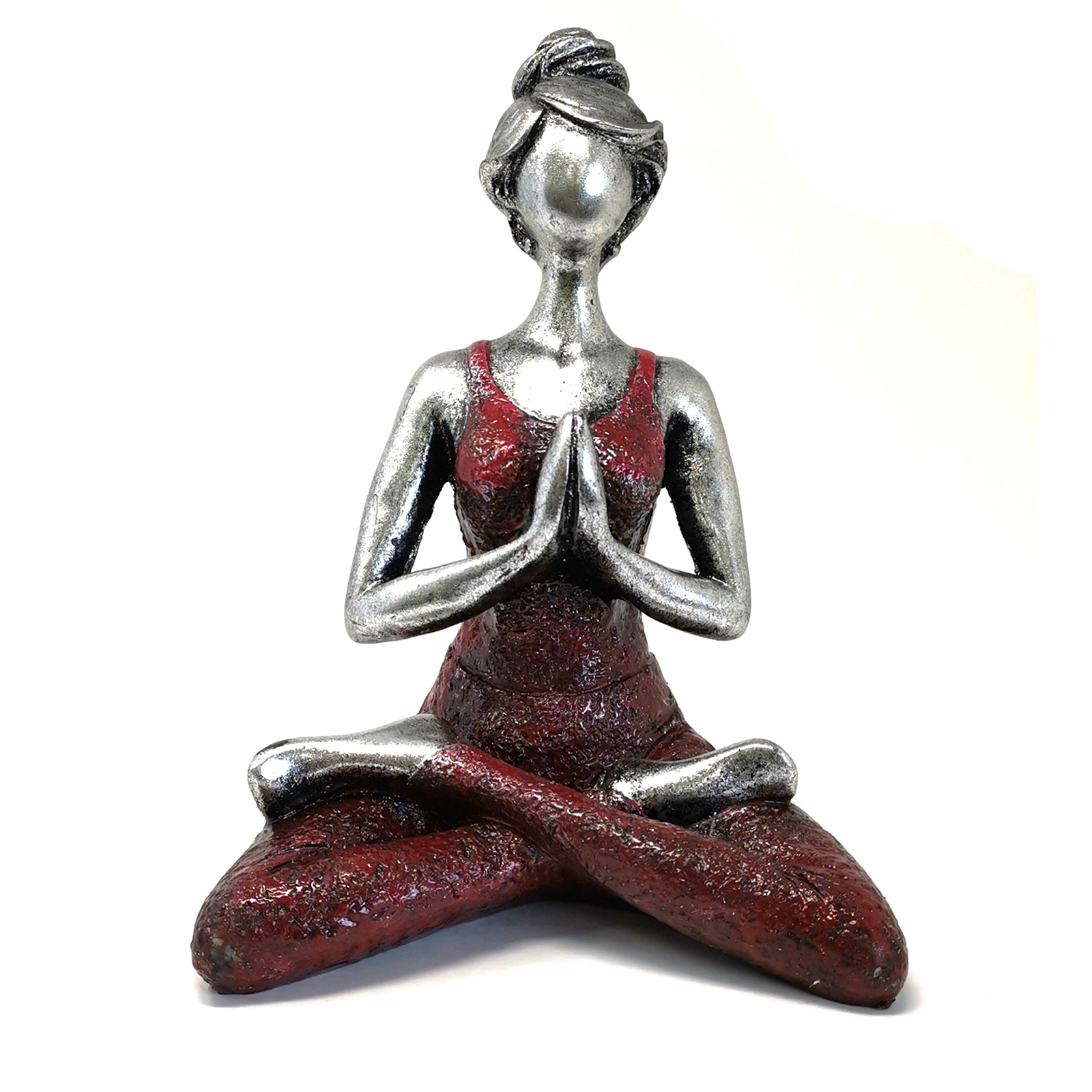 Soška Yoga Lady strieborná+bordová