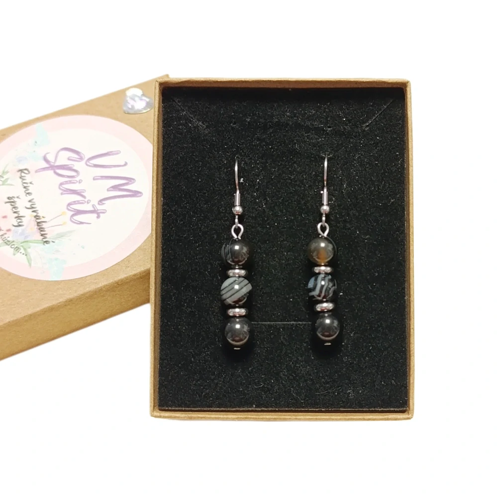 VM Náušnice 3x8mm Achát čierny