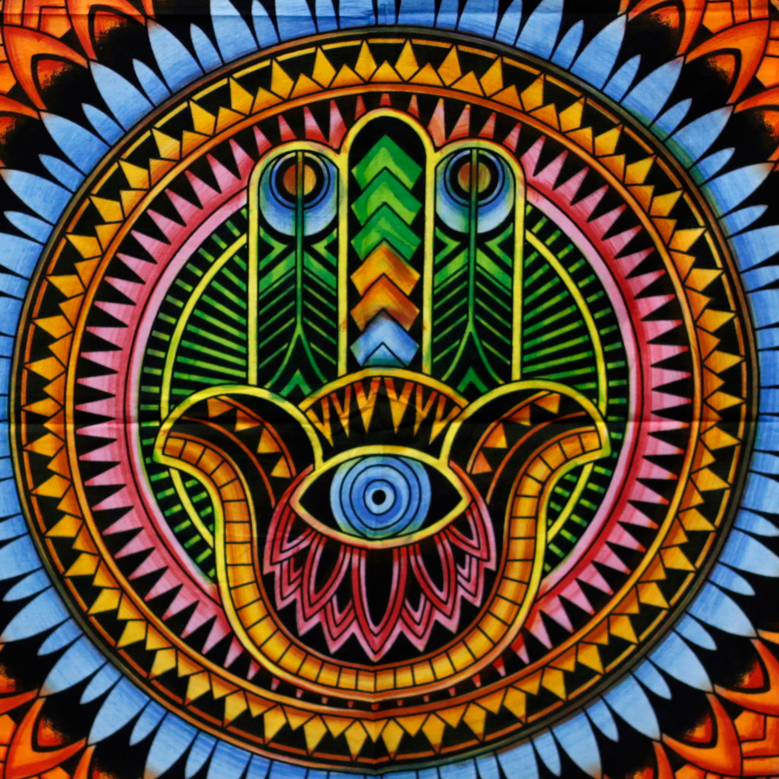Záves ručne maľovaný Hamsa 115x75cm