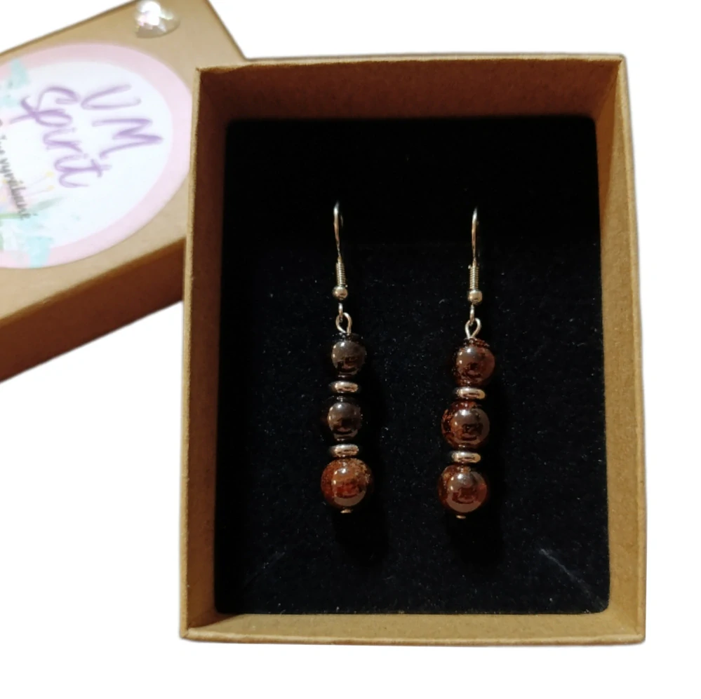 VM Náušnice 3x8mm Granát Hessonit