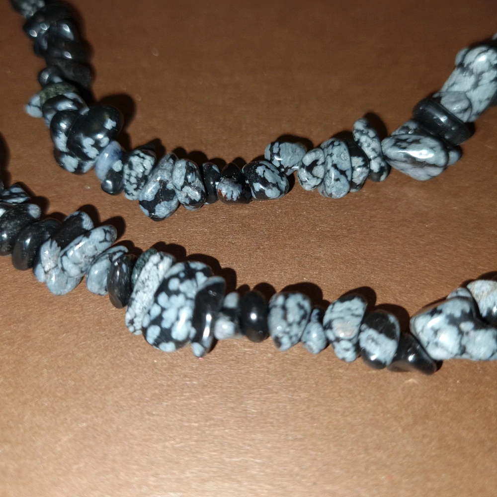 Náhrdelník tromlovaný Obsidián vločka 90cm