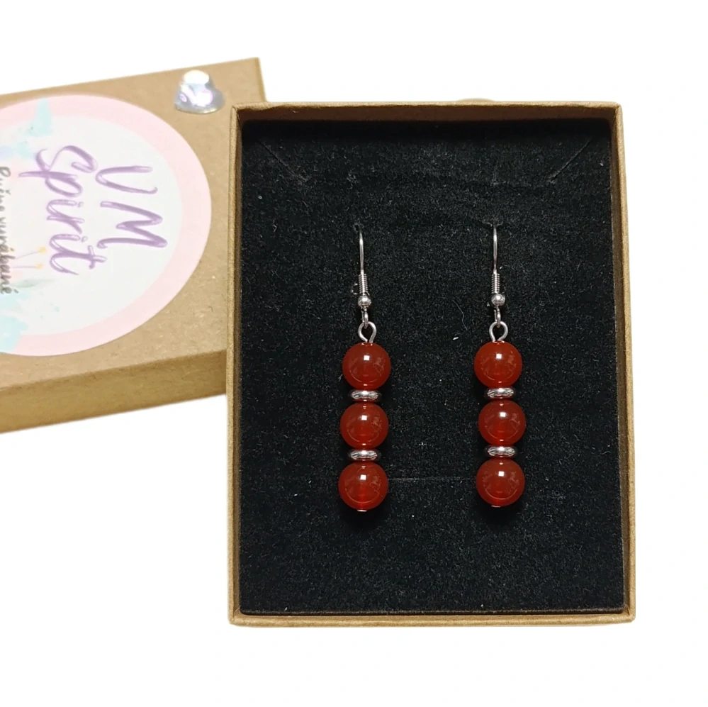 VM Náušnice 3x8mm Karneol tmavý