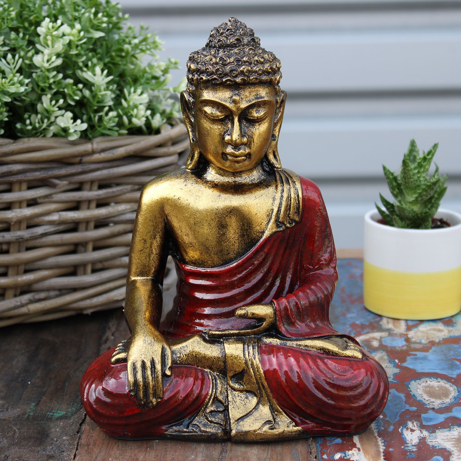 Soška Buddha (veľký) zlatá+červená