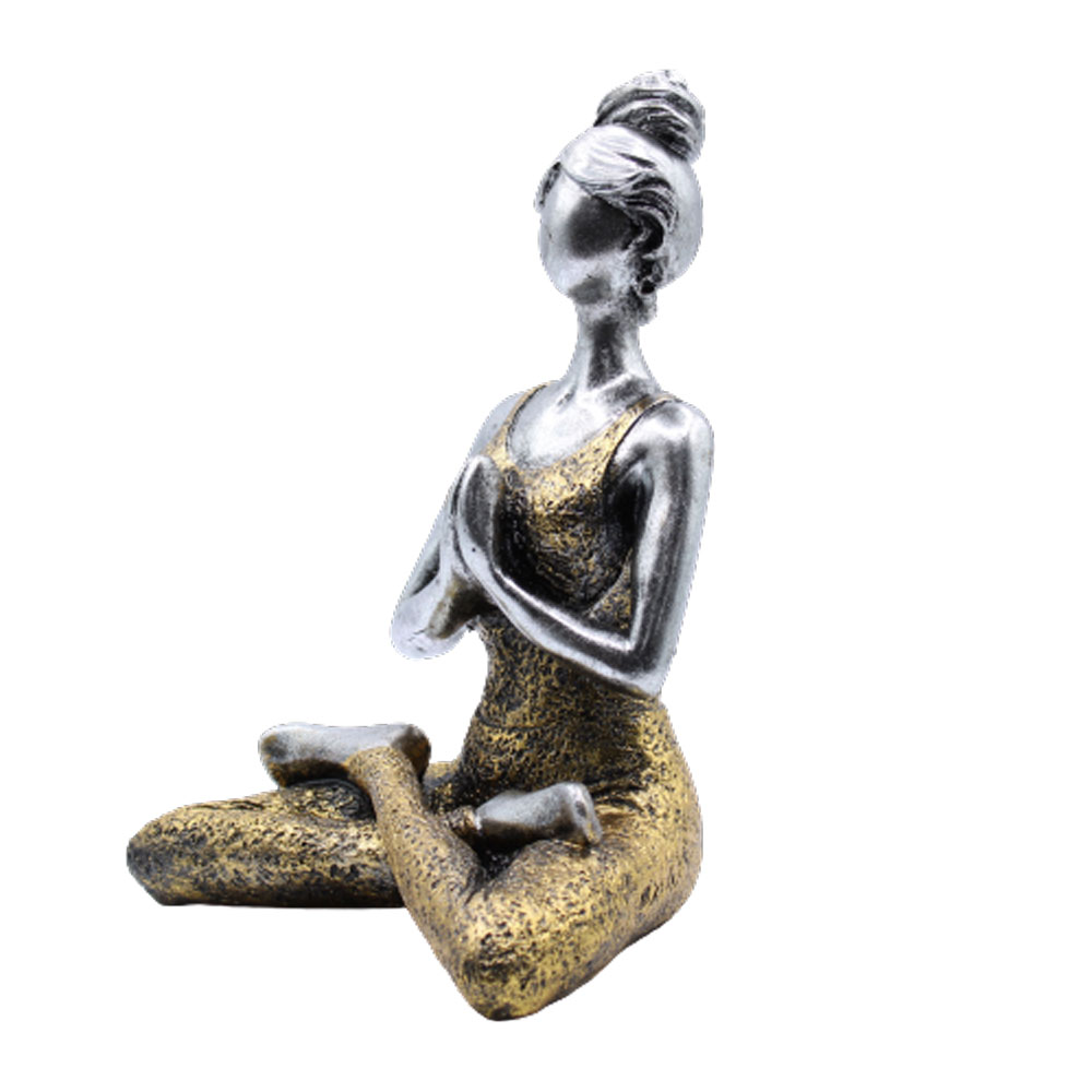 Soška Yoga Lady strieborná+zlatá