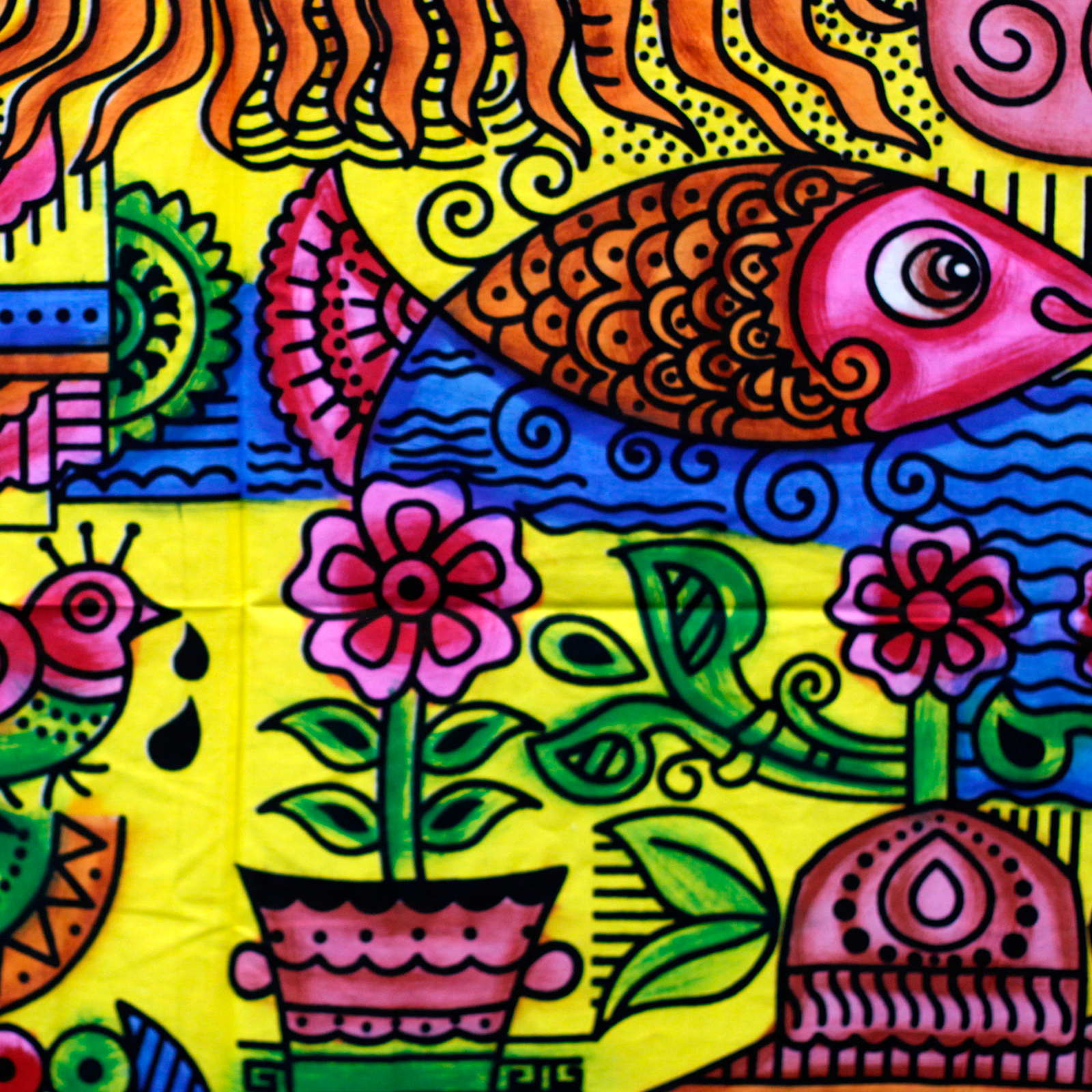 Záves ručne maľovaný Slnko 115x75cm