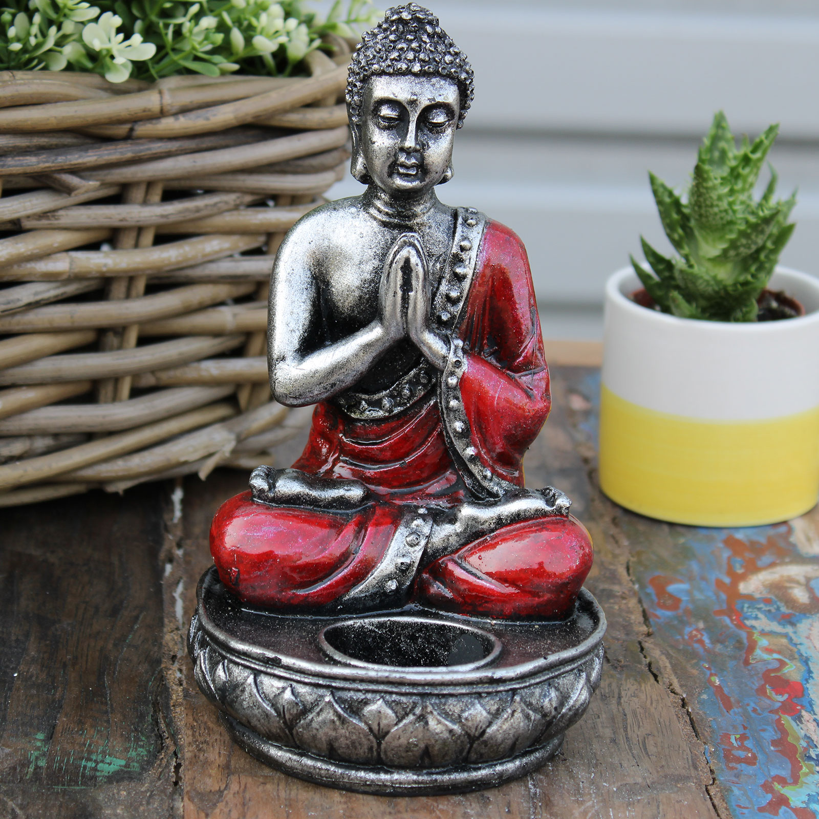 Buddha svietnik - červený