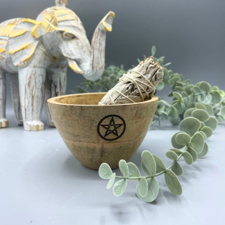 Rituálna drevená miska Pentagram menšia