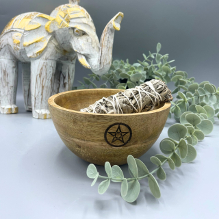 Rituálna drevená miska Pentagram väčšia