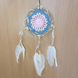 Lapač snov Bali - ružový 02 (9cm)