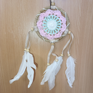 Lapač snov Bali - ružový 03 (9cm)