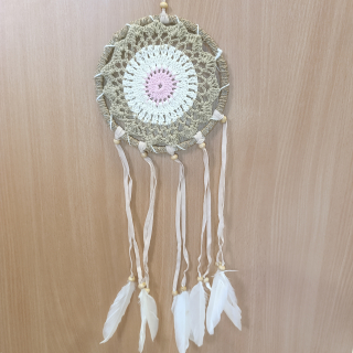 Lapač snov Bali - ružový 01 (16cm)