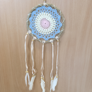 Lapač snov Bali - ružový 02 (16cm)