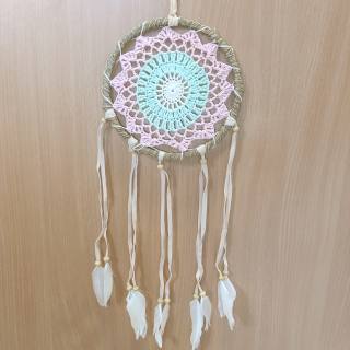 Lapač snov Bali - ružový 03 (16cm)