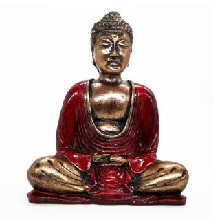 Soška Buddha (stredný) zlatá+červená