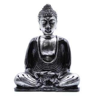 Soška Buddha (stredný) strieborná+čierna