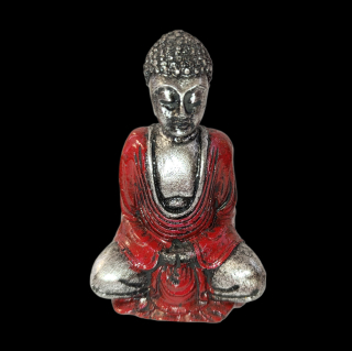 Soška Buddha (malý) strieborná+červená