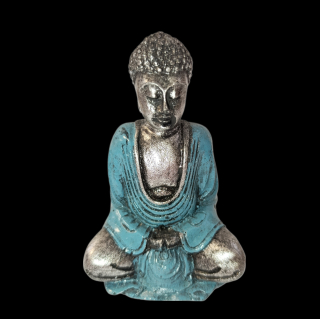 Soška Buddha (malý) strieborná+bledomodrá