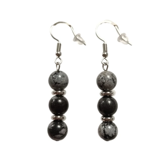 VM Náušnice 3x8mm Obsidián vločka