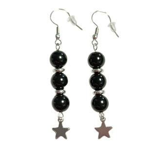 VM Náušnice 3x8mm Obsidián čierny Hviezda