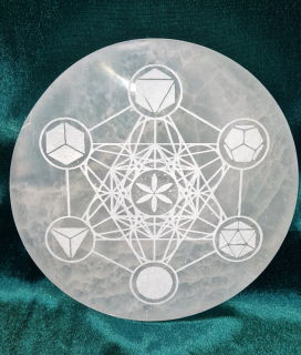 Selenit Podložka Posvätná geometria 18cm