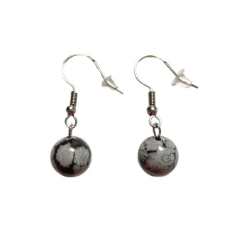 VM Náušnice 10mm Obsidián vločka