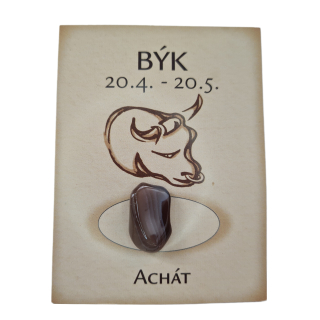 Býk - kartička s minerálom