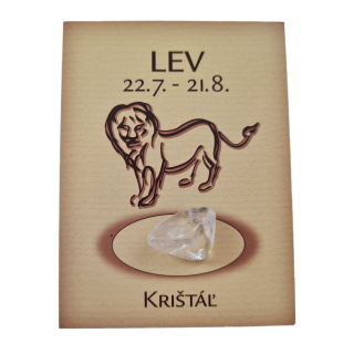 Lev - kartička s minerálom