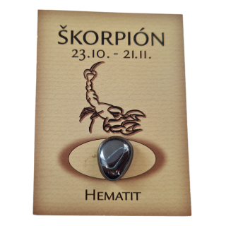 Škorpión - kartička s minerálom